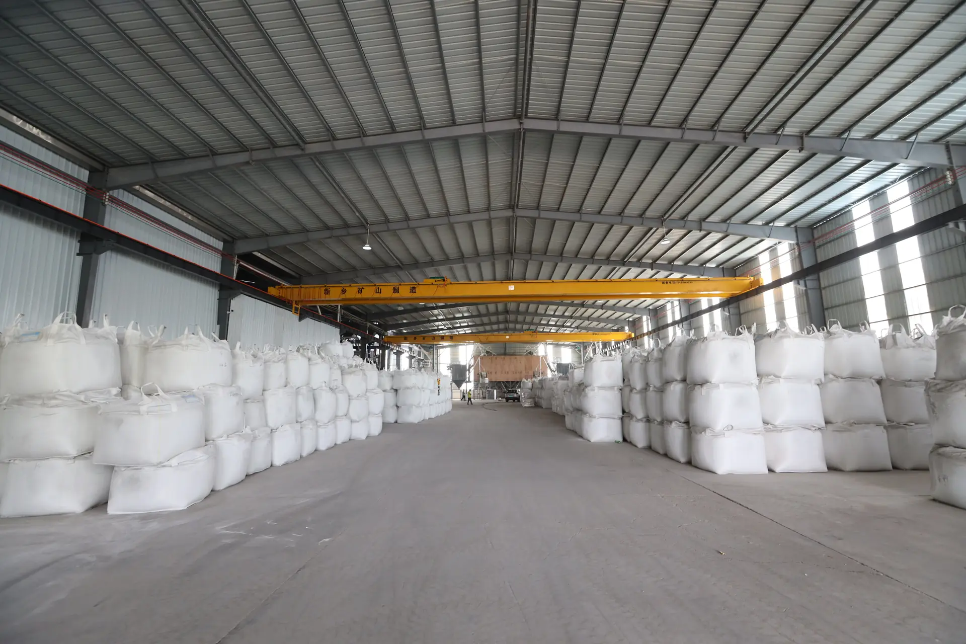 Bulk bags stored in a warehouse